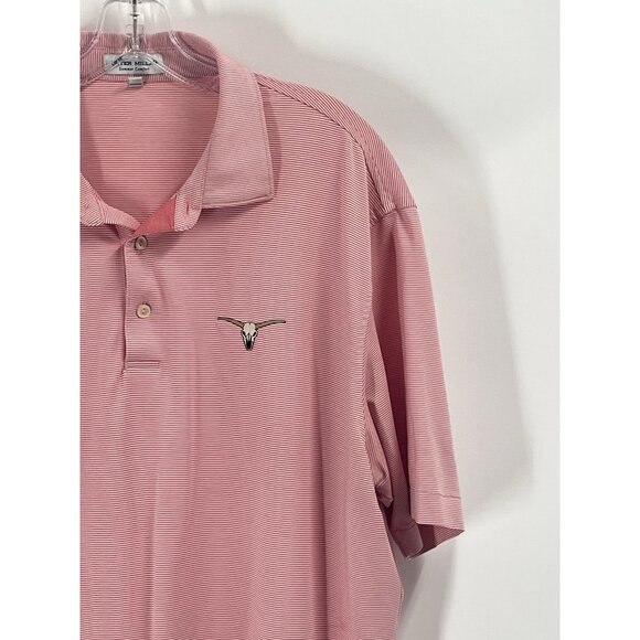 Peter Millar Summer Comfort Red Stripe Polo Shirt Longhorn Golf Mens Sz Large - Picture 2 of 5